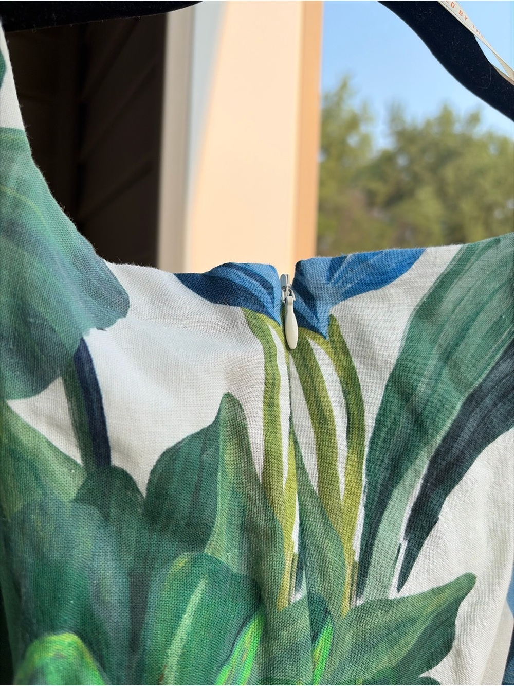 🆕🌿🦜FARM Rio OffWhite Midnight Macaw Fiesta Linen Puff Sleeve Midi Dress XS Party - Picture 10 of 17